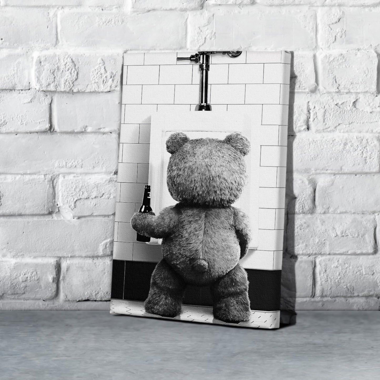 Creative Funny Bear Black and White Wall Art Canvas Painting 12x16 Inch