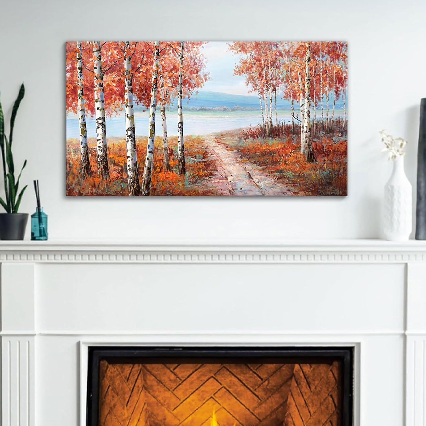 Large Canvas Wall Art – Scenic Forest Path Landscape Decorative Painting, 20x40 inches