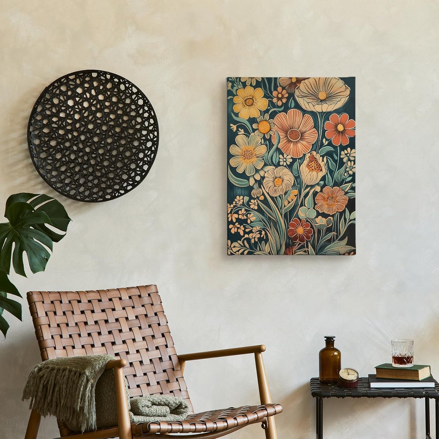 Canvas Wall Art – Floral Pattern Decorative Painting, 11x15 inches
