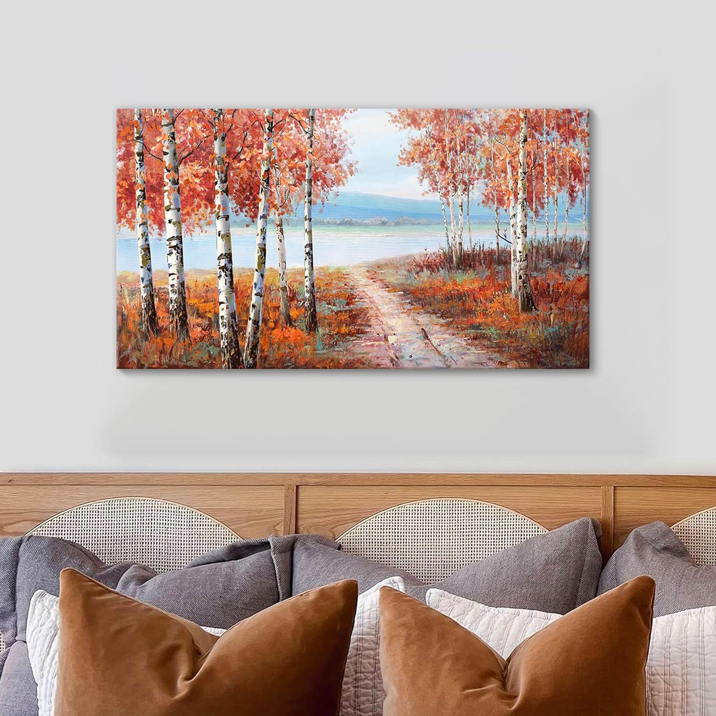 Large Canvas Wall Art – Scenic Forest Path Landscape Decorative Painting, 20x40 inches