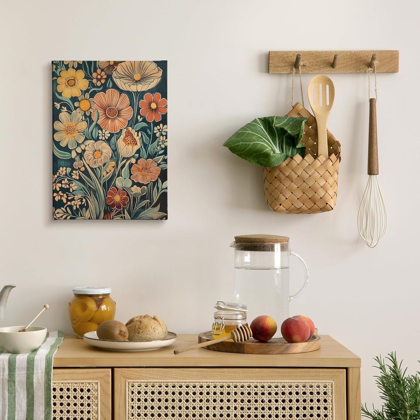 Canvas Wall Art – Floral Pattern Decorative Painting, 11x15 inches
