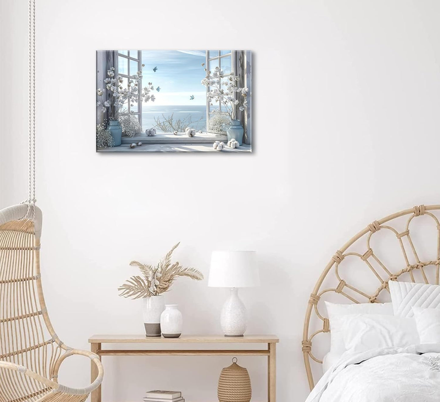 Modern Canvas Wall Art – Fresh Window View Decorative Painting, 16x12 inches