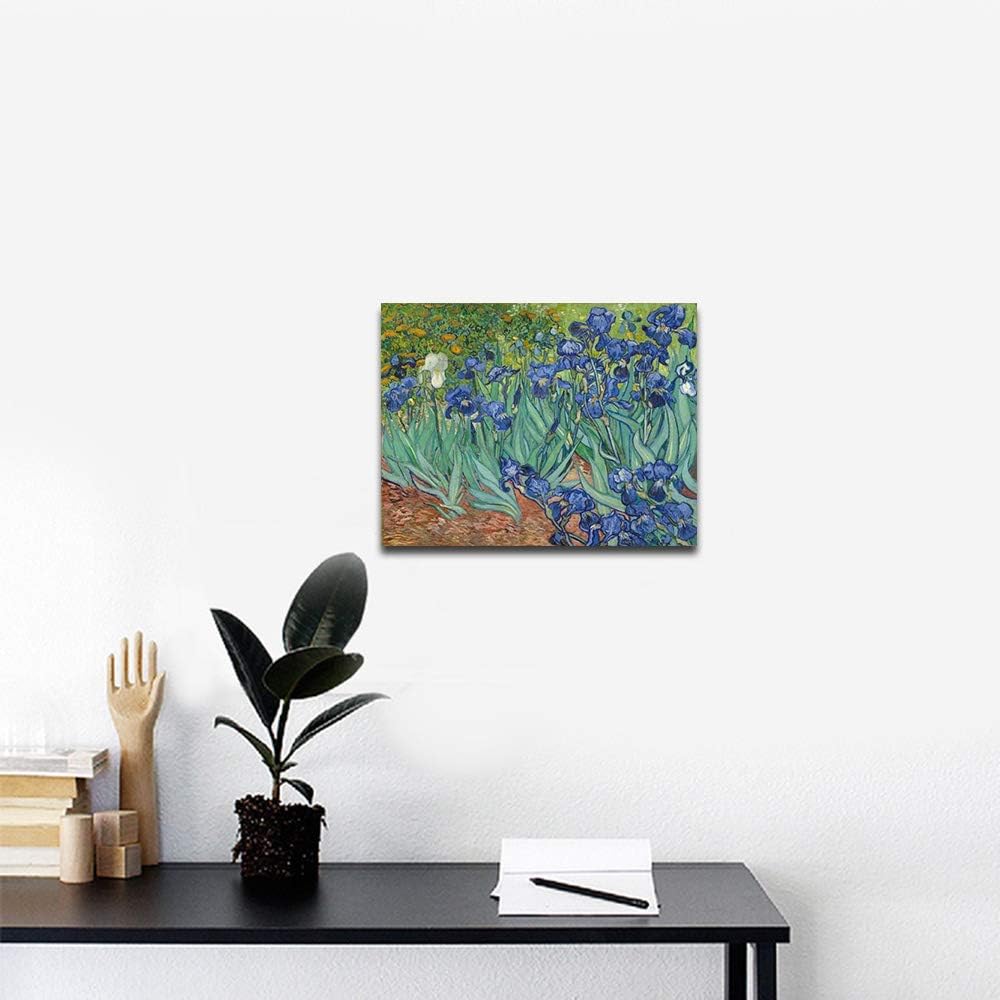 Classic Floral Wall Art | Garden Irises Oil Painting Style Canvas Print | Elegant Decorative Artwork for Living Room, Bedroom, Office | High-Quality Canvas (16 x 12 Inches)