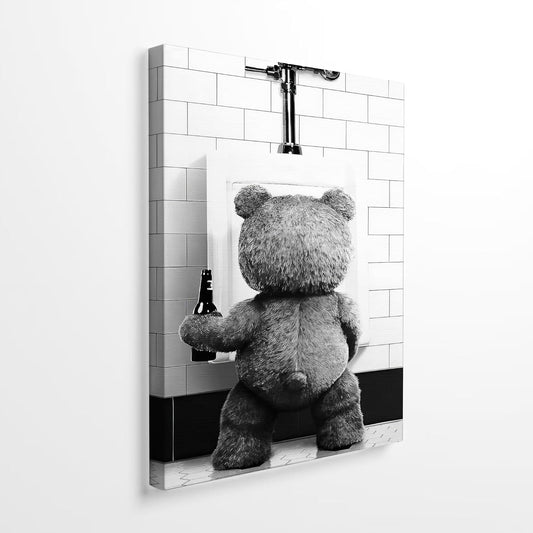 Creative Funny Bear Black and White Wall Art Canvas Painting 12x16 Inch