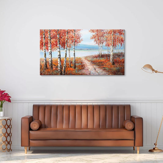 Large Canvas Wall Art – Scenic Forest Path Landscape Decorative Painting, 20x40 inches