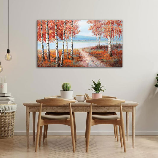 Large Canvas Wall Art – Scenic Forest Path Landscape Decorative Painting, 20x40 inches