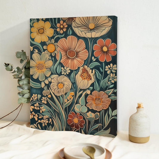 Canvas Wall Art – Floral Pattern Decorative Painting, 11x15 inches